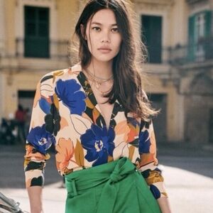 Sezane - Chemise Florence, Size 36, Imprime Maxi Fluers print